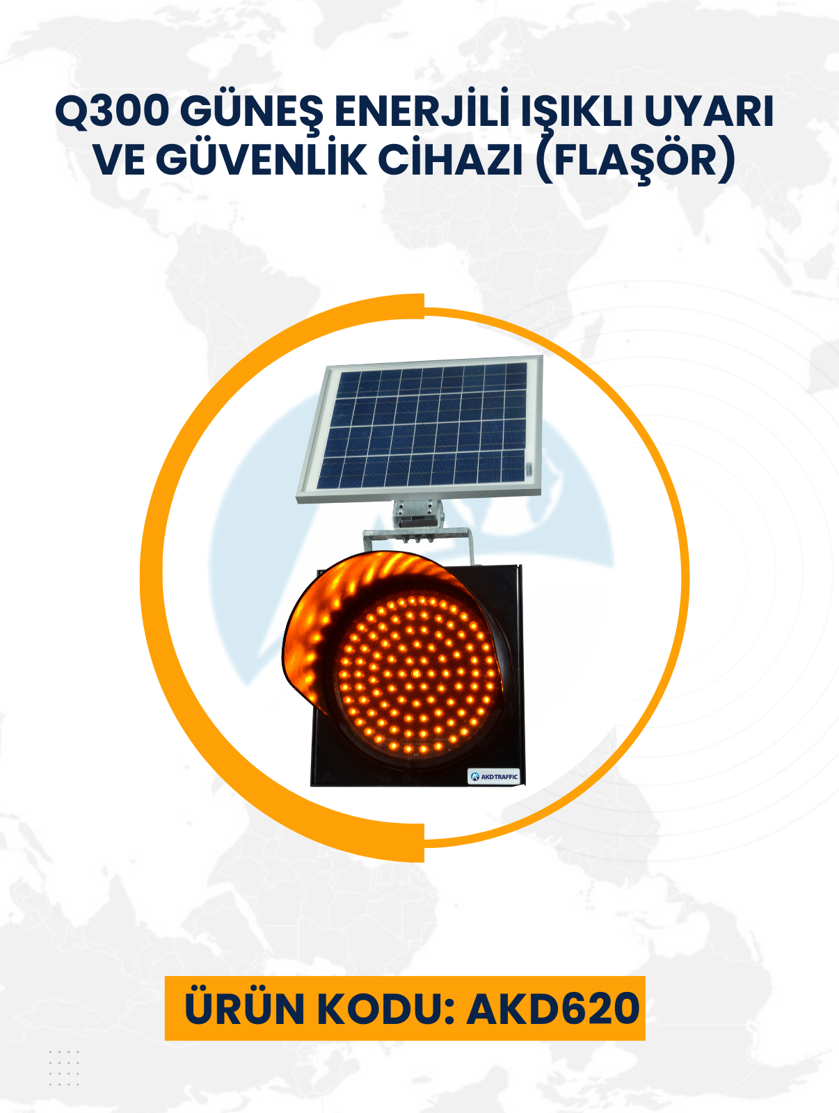 Q300 Güneş Enerjili Işıklı Uyarı ve Güvenlik Cihazı (Flaşör)