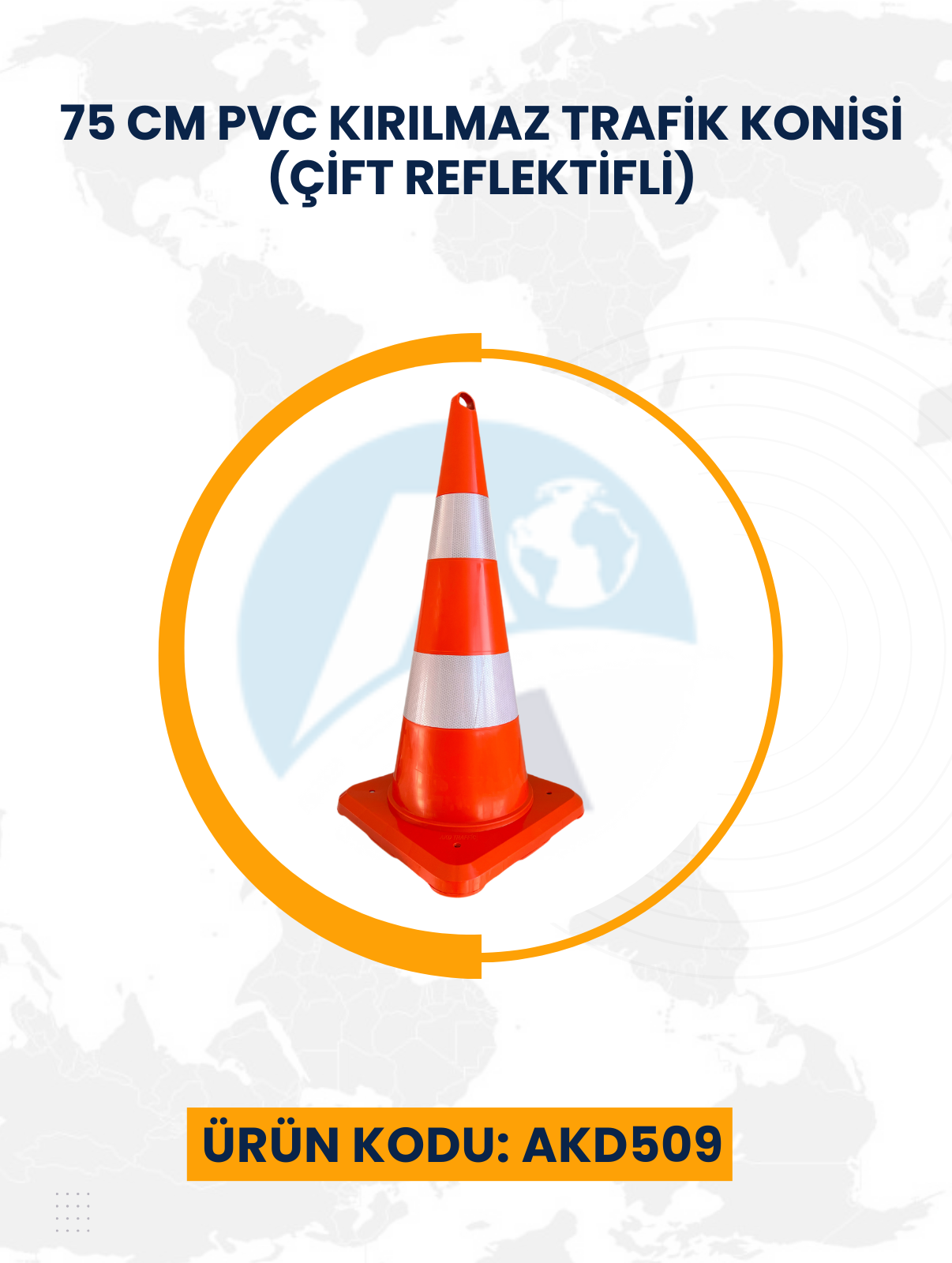 75 Cm PVC Kırılmaz Trafik Konisi (Çift Reflektifli)