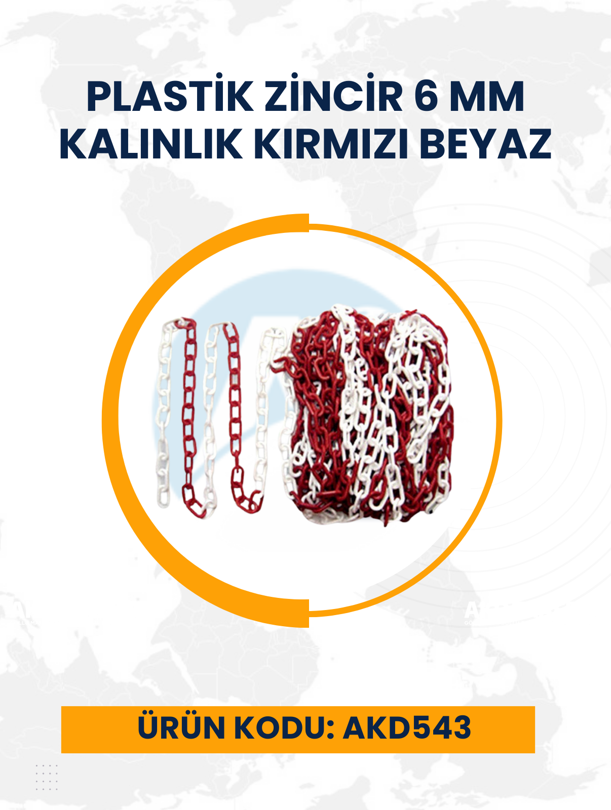 Plastik Zincir 6 Mm Kalınlık Kırmızı Beyaz