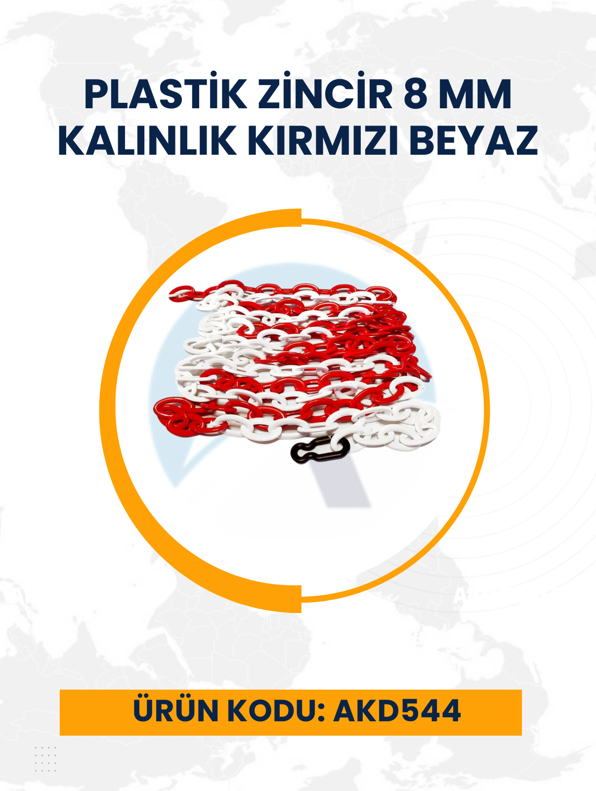 Plastik Zincir 8mm Kalınlık Kırmızı-Beyaz